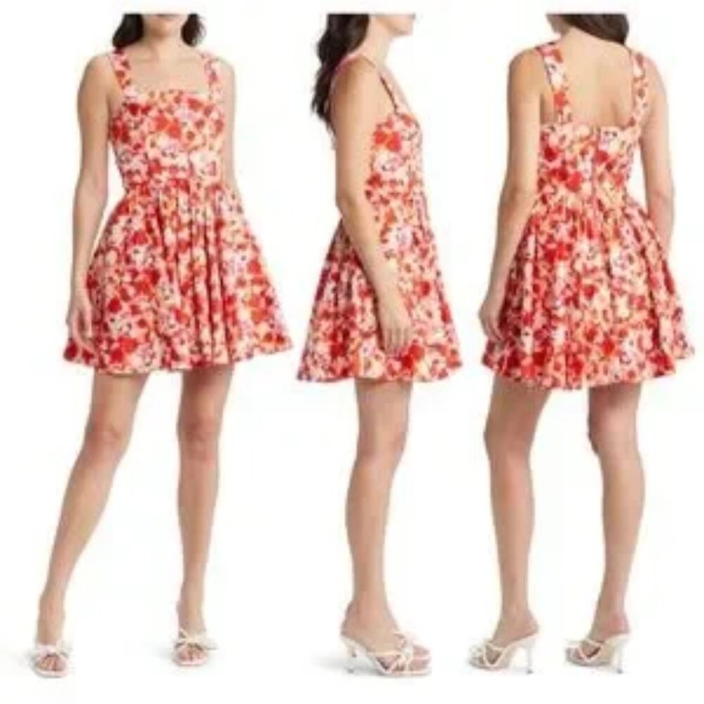 NWT Chelsea28 Floral Print Cotton Fit & Flare Sleeveless Dress Size L